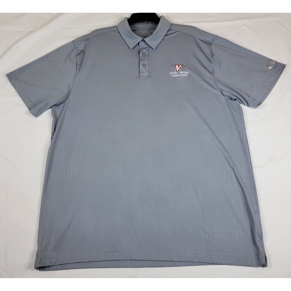 Under Armour Mens 2XL UVA-Wise Cavaliers Polo Shirt Gray HeatGear Coldblack
